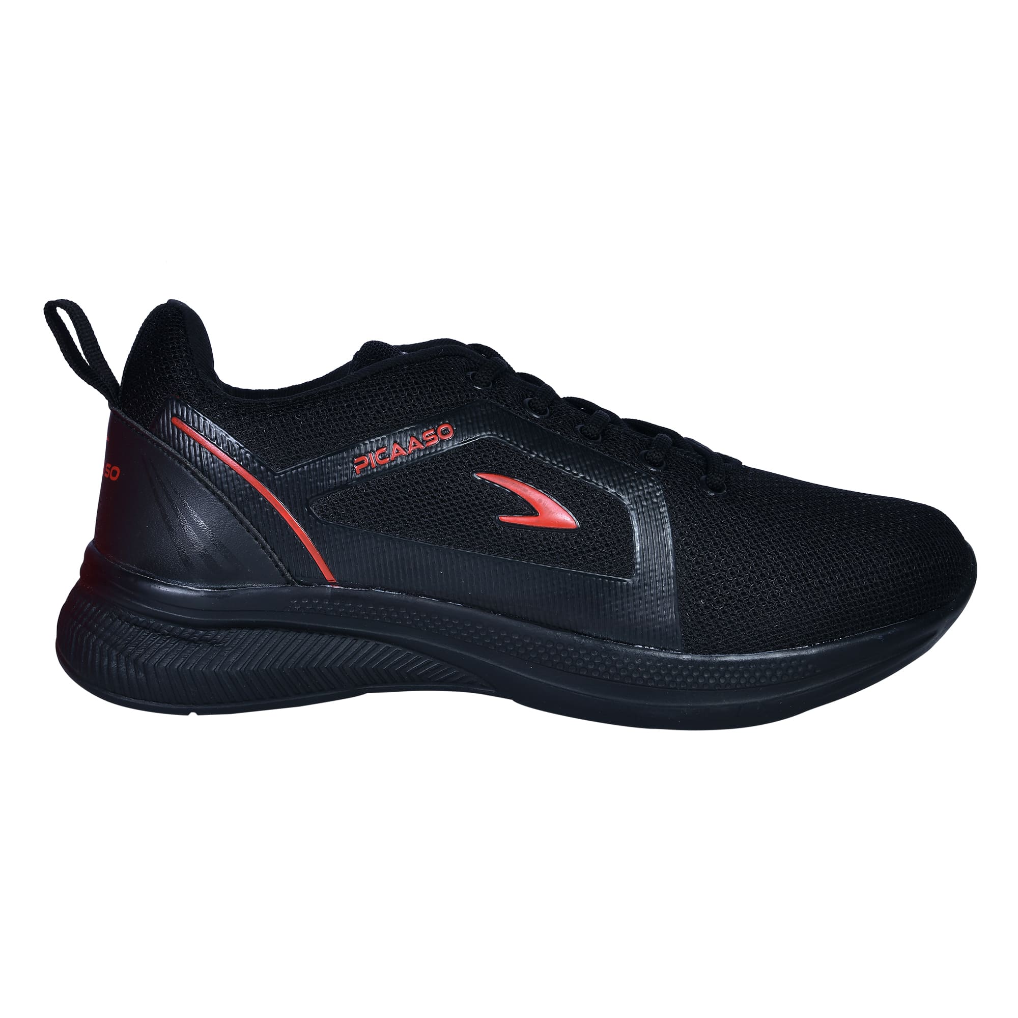 Picaaso Footwear PC-FLAME-136_F.BLK-RED Men's Lightweight Jogging Shoes for Global Market