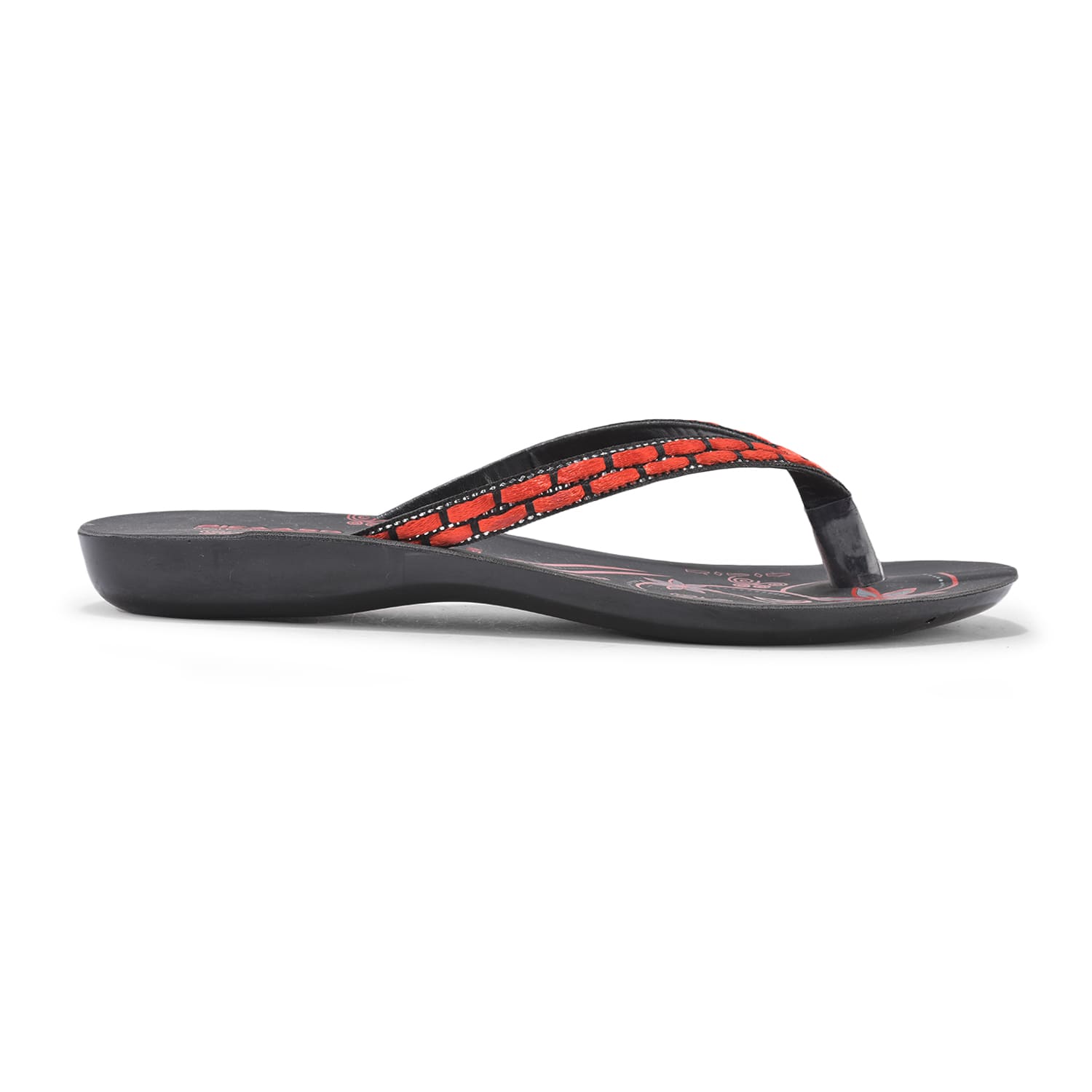 Picaaso Footwear PC-SOL-04-RED.BLK1 Ladies Flat Slippers for Global Market