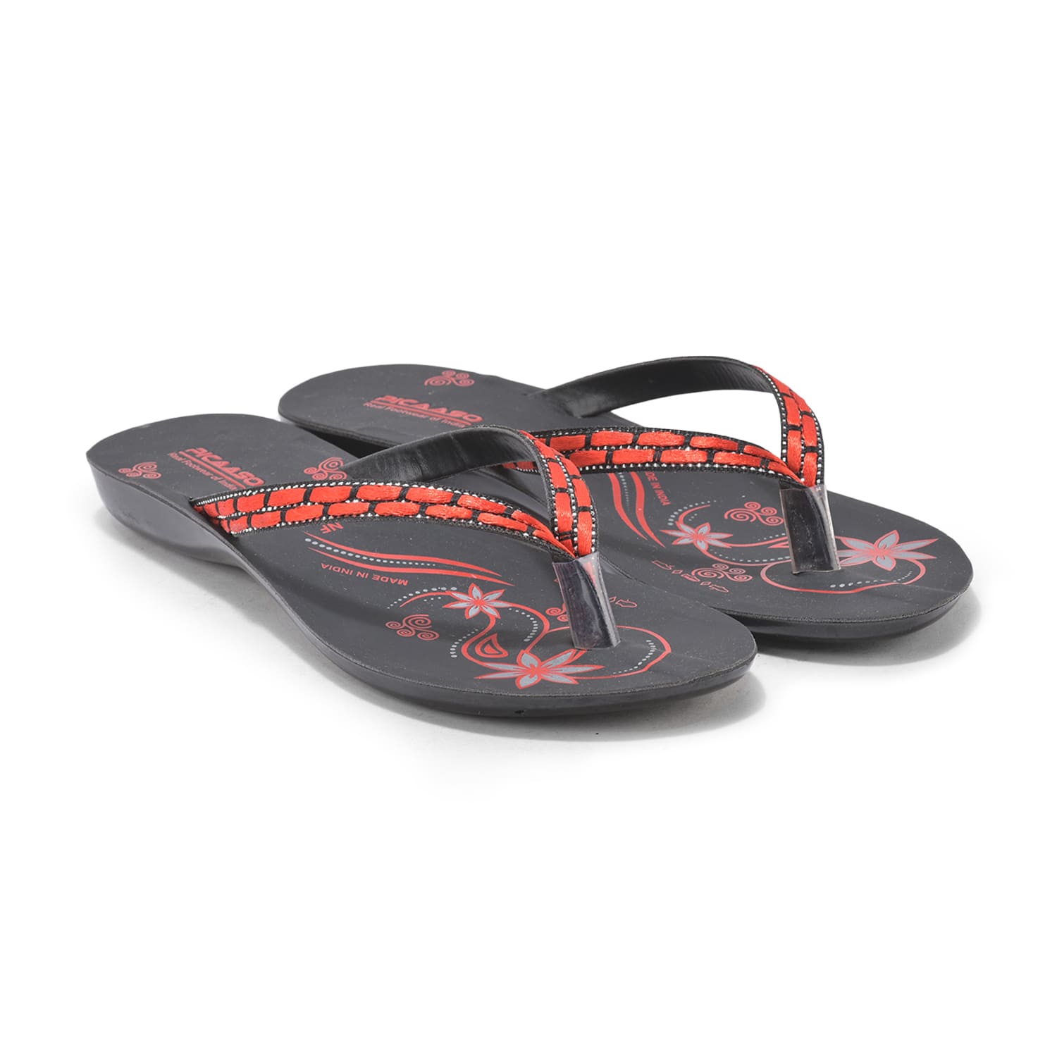 Picaaso Footwear PC-SOL-04-RED.BLK4 Women Slides for Global Market